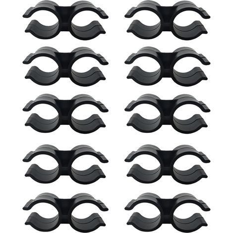 Lot de 10 Colliers de Serrage Plastique PVC, Collier Serrage Tuyau Doubles pour étagère, Connecteur de Chaîne, Panneaux de Clôture, Accessoires de Fixation, Noir (1/5)