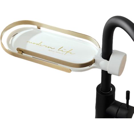 Support Éponge Robinet Avec Barre Serviette - Organisateur Évier Sans Perçage - Pour Tuyau Rond 1.8-2.8cm - Cuisine Et Salle De Bain (1/5)