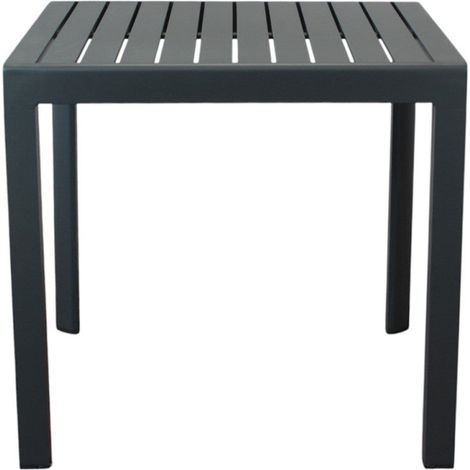 Tavolo quadrato 80x80 cm in alluminio con piano a doghe e piedi regolabili Alley -  Nero