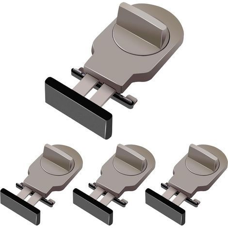 4 Verrou Baie Coulissante, Réglable Sans Perceuse, Serrure Sécurité Fenêtre Portes Coulissantes Marron (1/5)