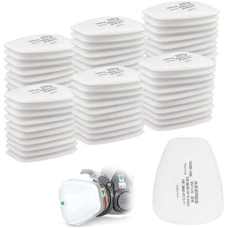 Lot de 60 filtres en coton 3M pour masque facial complet, filtre d'insertion CN 5n11, filtre en coton pour filtres 6000, 6200, 6800, 7501, 7502 et FF402 (blancs) (1/4)