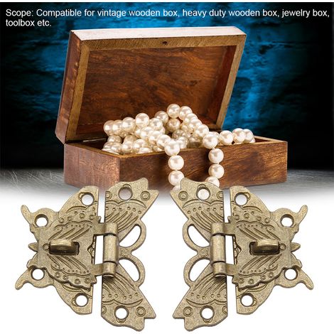 Antiker Retro-Riegelverschluss mit Vorhängeschloss für Schmuckkästchen, Schränke und Schubladen aus Holz – Vintage-Dekorationsbeschlag, Möbelriegel, 1 Stück (1/5)