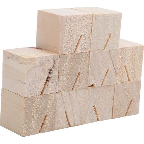 Set mit 10 Tischkarten aus Holz, glatte, handpolierte Oberfläche, rustikaler Stil, originelle Tischkartenhalter für Partys, quadratisch (1/5)