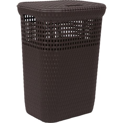 Dea Home Z439M035 Cesta Portabiancheria Rattan, 60 L, 42x33x58, Marrone