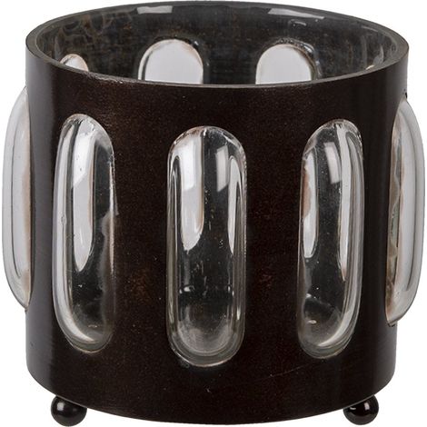 Photophore en Fer Marron et Support pour Bougie Chauffe-Plat Dimensions 11 x 13 cm - PANGIVO (1/3)