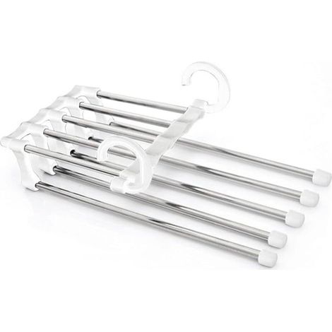 Wardrobe Space-Saving Pants Rack Non-Slip Hanger 5-Layer Pants Rack, Wardrobe Storage Rack for Pants Jeans Pants Skirts Scarves