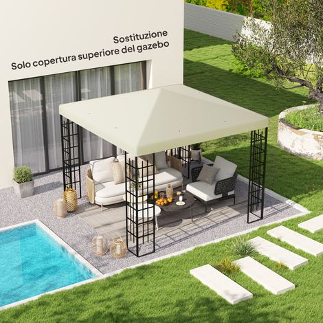 Toile de jardin Oxford 600D 3x3m avec trous de drainage, blanc crème (1/5)