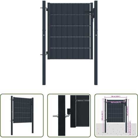 Portail de jardin - Portail de clôture en PVC et acier 100x100 cm anthracite (1/5)