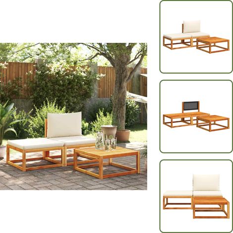 3-tlg. Garten-Sofagarnitur mit Kissen Massivholz Akazie - Gartenmöbel - Outdoor Möbel - Esstisch - Sofas - Rattan Gartenmöbel (1/5)