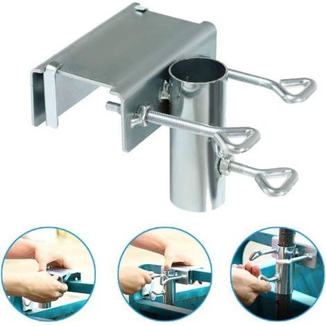 Pince pour parasol de jardin, support de parasol de balcon peu encombrant pour terrasse, chaises, bureau, jetée, plage, patio, balcon, table, bateau, hayon (1/4)