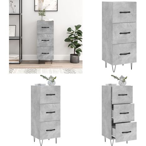 Buffet Gris béton 34,5x34x90 cm Bois d'ingénierie - Buffet Design Moderne - Meuble Rangement Gris - Commode Tiroir - Mobilier Salon - Meuble Entrée - Home & Living (1/5)