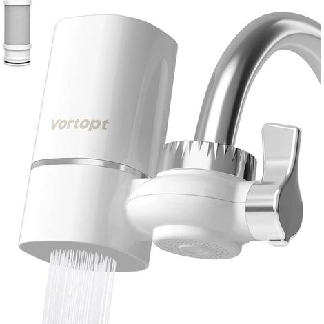 Filtre à eau pour robinet d'évier, débit rapide - Système de filtration d'eau pour robinet de 400 gallons pour l'eau du robinet, certifié NSF pour réduire le chlore et le mauvais goût, 1 remplacement, (1/4)