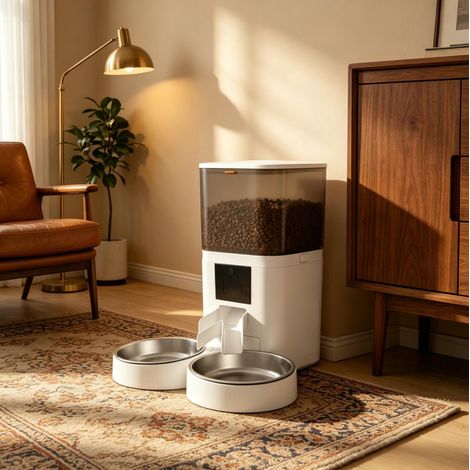 Distributore automatico per gatti 6 L Wi-Fi Tuya con 2 ciotole inox per 2 animali FLORAGRACE (1/5)