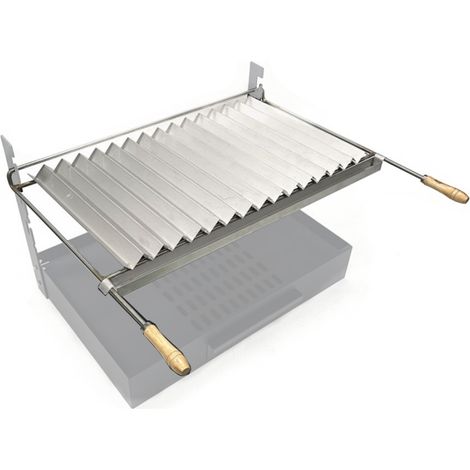 QEM – Grille de barbecue 60x40 avec récupérateur de graisse – Pour crémaillères – Acier inoxydable – Résistante aux hautes températures