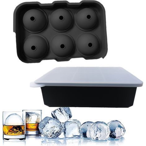 Silikon-Eiswürfelformen, leicht zu entnehmen, große runde und quadratische Würfel, für Cocktails, Whisky und Partys (1/5)