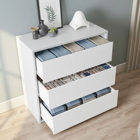 Cassettiera - 3 Cassetti Apertura Scorrevole, Bianco, -, 60x44x57h cm Llanelli (1/4)