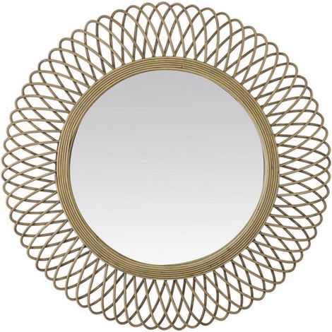 Miroir rond en rotin naturel 82x82cm (1/2)