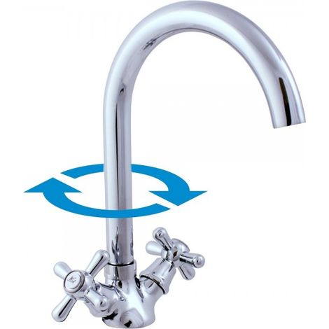 Mélangeur évier haut MORAVA bras rond pivotant en laiton chromé H 19,7 cm (1/4)