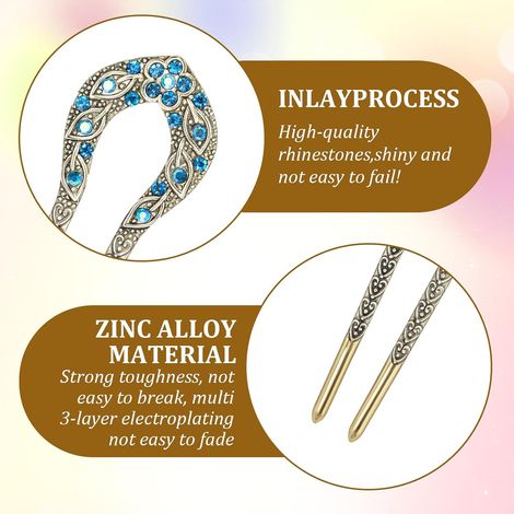 Set mit 4 U-förmigen französischen Haarnadeln – Metall – Vintage-Haaraccessoires für Duttfrisuren – Für Damen (1/5)
