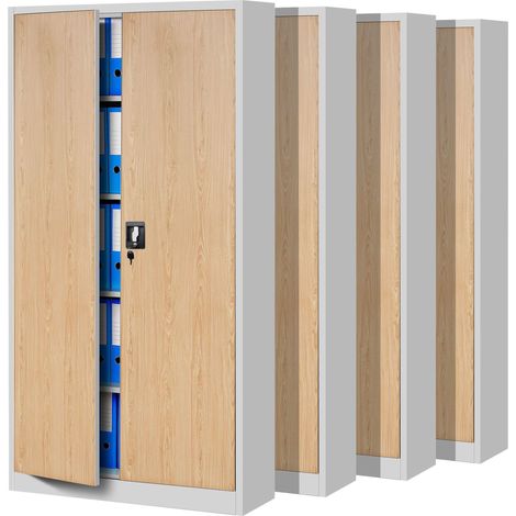 Lot de 4 Armoires de Bureau Métalliques 4 Étagères 185x90x40 cm (1/5)