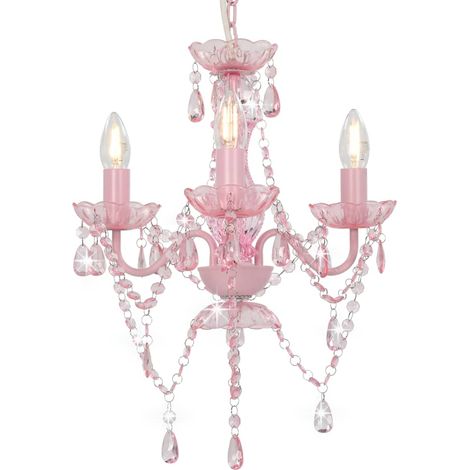 Lustre avec perles Rose Rond 3 x E14 (1/5)