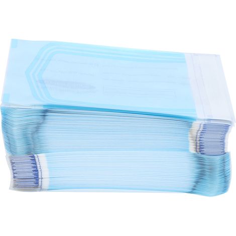 200 Stück selbstverschließende Beutel für zahnärztliche Bedarfsartikel, PVC-Beutel, transparente Folie, blau, zur Sterilisation (83 x 160 mm) (1/5)
