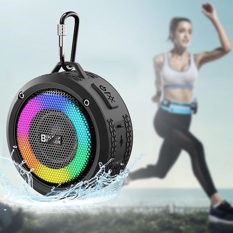 Enceinte Bluetooth portable étanche avec lumière LED, puissance de 10 W, autonomie de 6 heures – Idéale pour la douche, les activités de plein air et la radio sans fil (1/5)