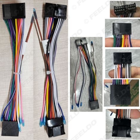 Modified 20-pin to 16-pin wiring harness, 20P to 16P power cable, navigation head unit, audio system modification wiring. (1/5)