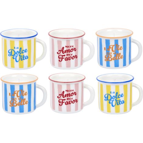 Lot de 6 Bougies Parfumées en Tasses Céramiques Réutilisables - Multicolores Dolce Vita - Livraison gratuite (1/5)