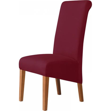 Housse de chaise à dossier haut - bordeaux - tissu en soie de lait - élastique (1/5)