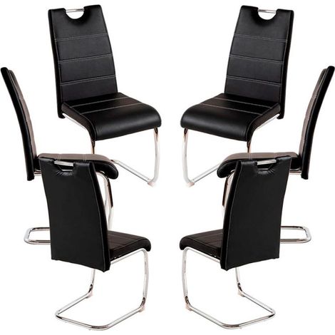 Packs Sillas Comedor - Pack 6 Sillas Hallen Polipiel - Negro (1/5)