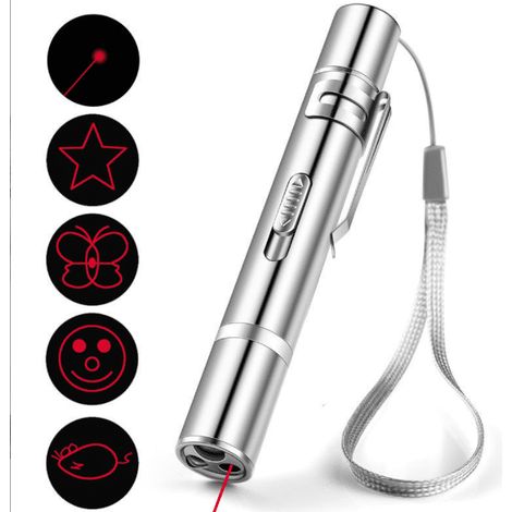 Jouet lumineux USB pour chat, jouet pointeur interactif rechargeable avec 4 motifs, jouet d'exercice pour animaux de compagnie (1/3)