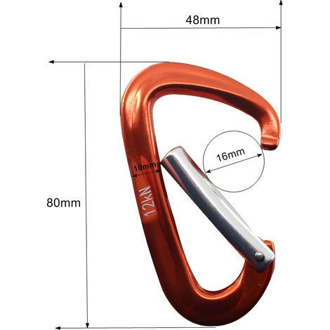 Marine fittings, D-shaped safety hook made of aircraft aluminum, rope stopper, carabiner, D-shaped fastener, self-locking rigging material, blue aircraft aluminum.