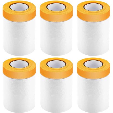 Paint Protection Sheet, 6PCS Paint Protection Sheet, Plastic Paint Protection Sheet, Floor Paint Protection Sheet, Masking Film with Tape Suitable for Furniture Dustproof Protection