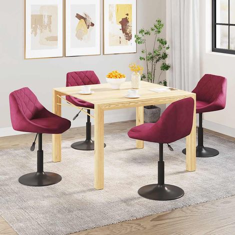 Esszimmerstühle 4 Stk. Drehbar Weinrot Samt (1/5)