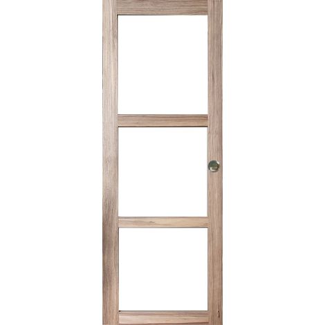 Puerta corredera de madera Frake con acristalamiento transparente H204 x L83 cm, coquilles Gd Menuiseries