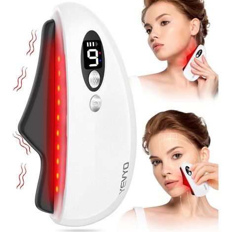 Elektrisches Gua Sha-Gesichtsmassagegerät aus schwarzem Obsidian für Gesicht, Kinn, Hals und Körper, beheizter, vibrierender Gua Sha-Stein zur Gesichtsmodellierung (1/5)