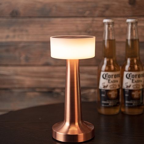 Bar Lampe de table - Utilisation intérieure ou extérieure - Aussi rechargeable par câble USB inclus - 3 niveaux de gradation - Lumière chaude