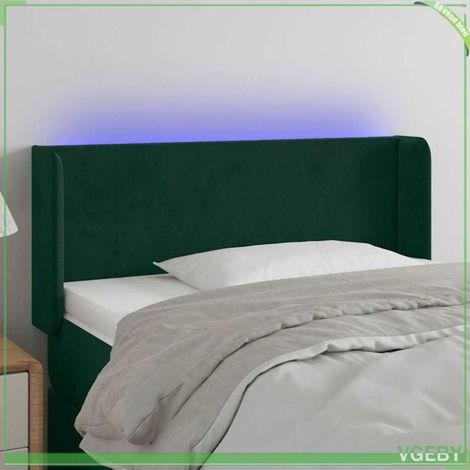 Tête de lit - FAF7291712408793 - Velours vert foncé - LED intégrée - Hauteur réglable (1/5)