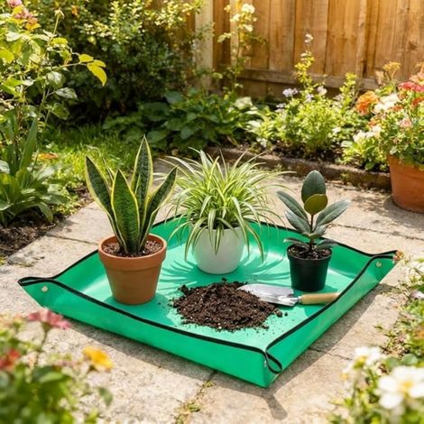 Tapis de rempotage Pliable pour Plantes – Tapis de Jardinage imperméable intérieur/extérieur – 100 x 100 cm (Vert) (1/5)