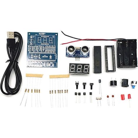 DIY-Montagesatz für das HC-SR04-Modul: Ein-Chip-Mikroprozessor-Ultraschall-Distanzmessgerät (51 Stück), Parksensor und Alarm. (1/5)