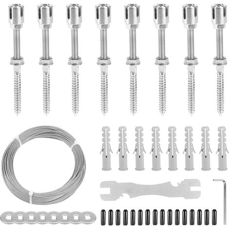 Soporte de acero inoxidable para plantas trepadoras con 8 soportes y cuerda de 12 m x 3 mm - Para plantas trepadoras - Para plantas, rosas, clemátides, vides (1/5)