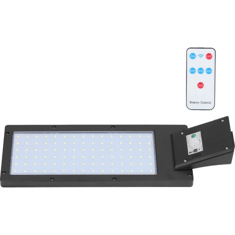 Lampe solaire LED avec détecteur de mouvement, IP65 étanche extérieur, murale pour jardin, cour, allée, télécommande incluse, batterie intégrée. (1/5)