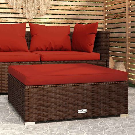 Canapé de jardin Canapé Repose-pied relax - et coussin Marron 70x70x30 cm Poly rotin BV775609 - BonneVie