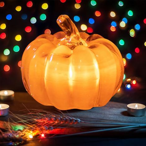 Halloween Deko, 2024 Neu Herbst Deko Kürbis Laterne, Kürbislaterne mit LED Licht, Herbst Deko, Herbstdeko Kürbis Deko, Kürbis Beleuchtet für Tischdeko Innen Party (1, Gelb) (1/5)