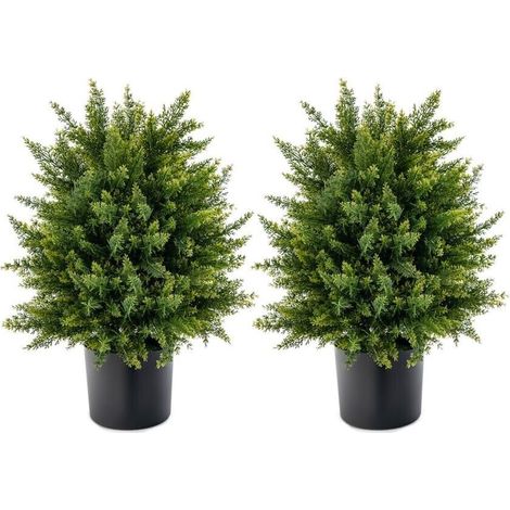 50cm Artificial Cedar Topiary Ball Tree 2-Pack Faux Shrub Brush Potted Tree Set (1/5)