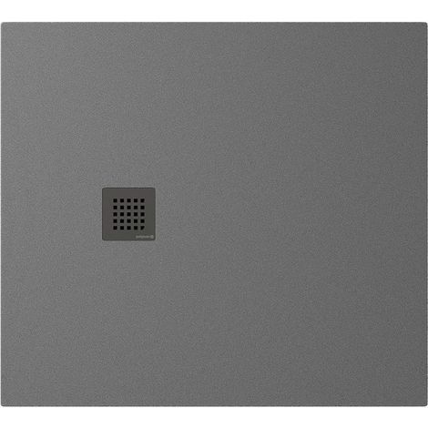 Receveur de douche en marbre coulé TRENECA 100x90cm, découpable selon vos demandes, gris mat (1/4)
