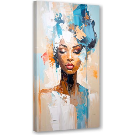 Tableau déco Portrait abstrait d'une femme en turquoise 40x80 (1/4)