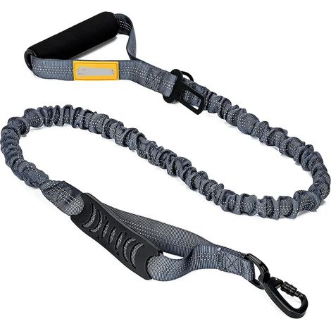 Correa para perros grandes, correa Bungee para perros pesados, correa antiarrastre con absorción de impactos, correa de entrenamiento para perros del ejército (gris) (1/5)
