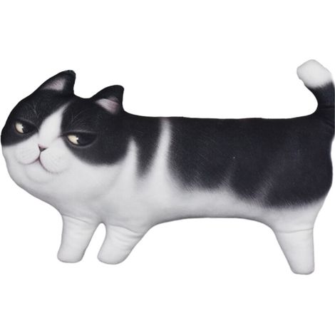 Cuscino a forma di gatto 3D, retro nero, giocattolo per gatti 27x16